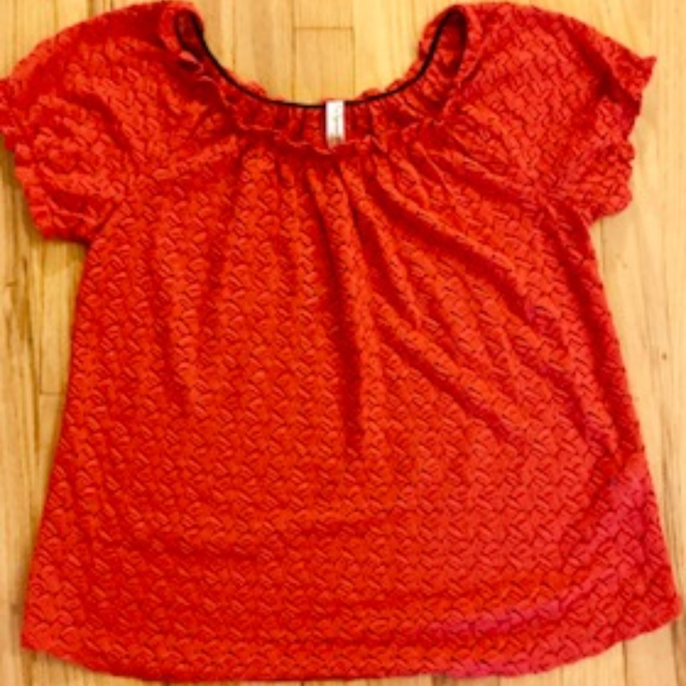 PerSeption Concept Red Peasant Style Blouse